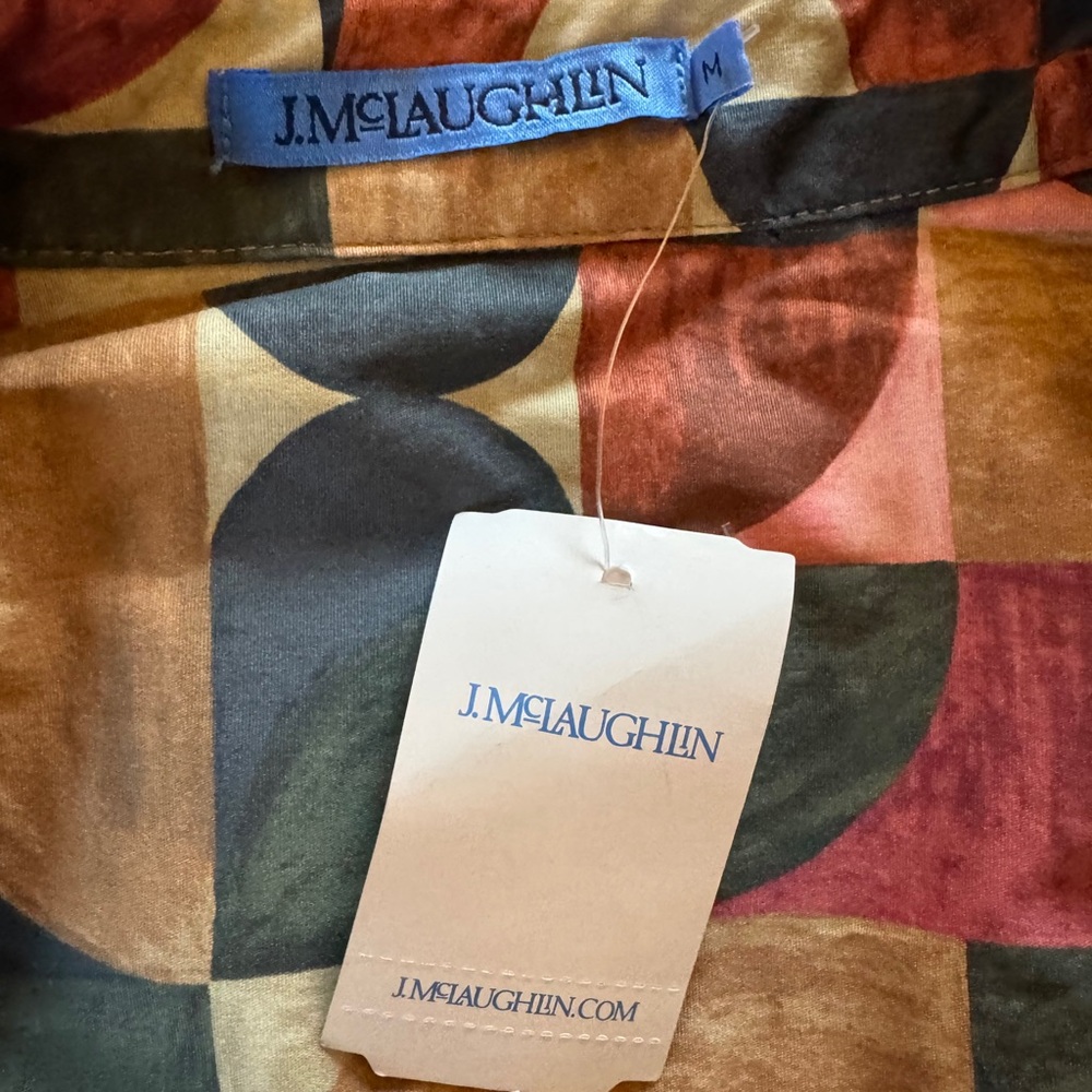 NWT J. McLaughlin Colorful Patterned belted wrap Midi Dress geometric harmony - Picture 9 of 9